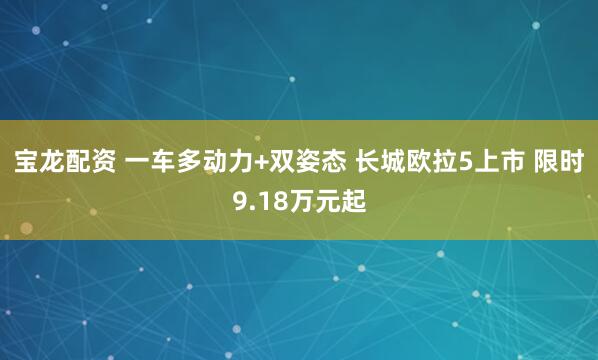宝龙配资 一车多动力+双姿态 长城欧拉5上市 限时9.18万元起